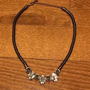 Black metal with clear rhinestones necklace